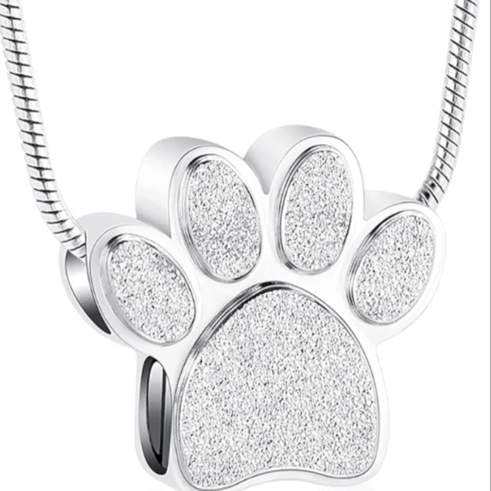 Silver Paw Print Pet Memorial Pendant Necklace
